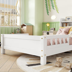 Bellemave® Pine Wood Bed with Bookcase Headboard ,LED Motion Sensor Light and Guardrails - Bellemave