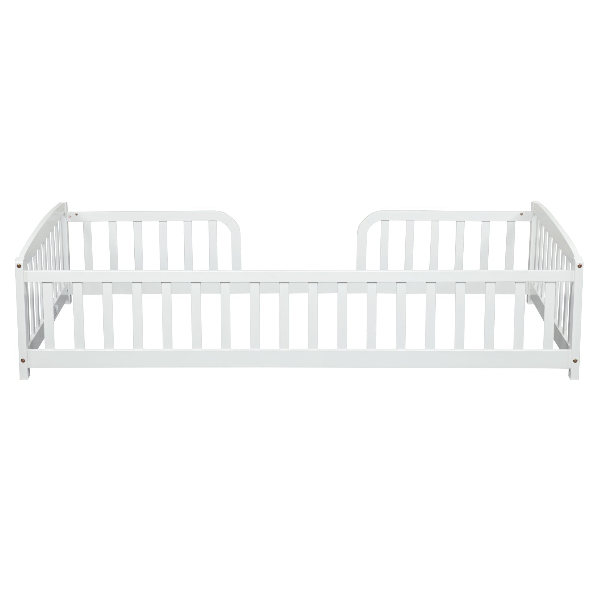 Bellemave® Pine Wood Floor Bed with Fence Guardrails & Central Entrance - Bellemave