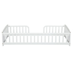 Bellemave® Pine Wood Floor Bed with Fence Guardrails & Central Entrance - Bellemave
