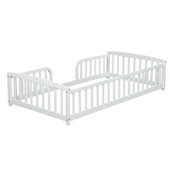 Bellemave® Pine Wood Floor Bed with Fence Guardrails & Central Entrance - Bellemave