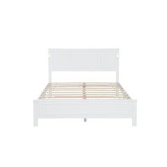 Bellemave® Pinewood Platform Bed Frame with Tall - Panel Headboard & Footboard, Built - in LED Lights - Bellemave