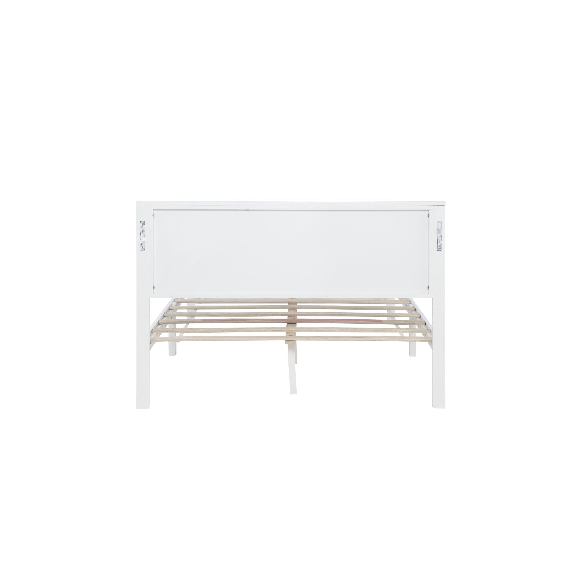 Bellemave® Pinewood Platform Bed Frame with Tall - Panel Headboard & Footboard, Built - in LED Lights - Bellemave