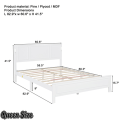 Bellemave® Pinewood Platform Bed Frame with Tall - Panel Headboard & Footboard, Built - in LED Lights - Bellemave