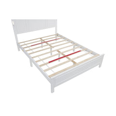 Bellemave® Pinewood Platform Bed Frame with Tall - Panel Headboard & Footboard, Built - in LED Lights - Bellemave