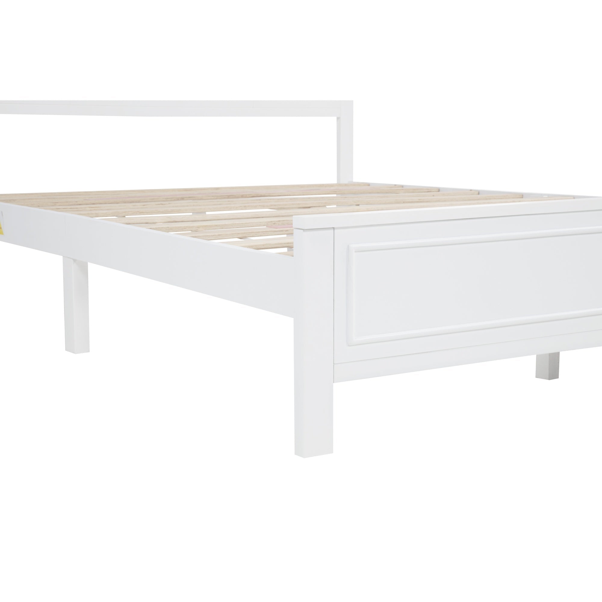 Bellemave® Pinewood Platform Bed Frame with Tall - Panel Headboard & Footboard, Built - in LED Lights - Bellemave