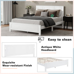 Bellemave® Pinewood Platform Bed Frame with Tall - Panel Headboard & Footboard, Built - in LED Lights - Bellemave