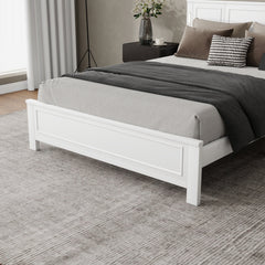 Bellemave® Pinewood Platform Bed Frame with Tall - Panel Headboard & Footboard, Built - in LED Lights - Bellemave