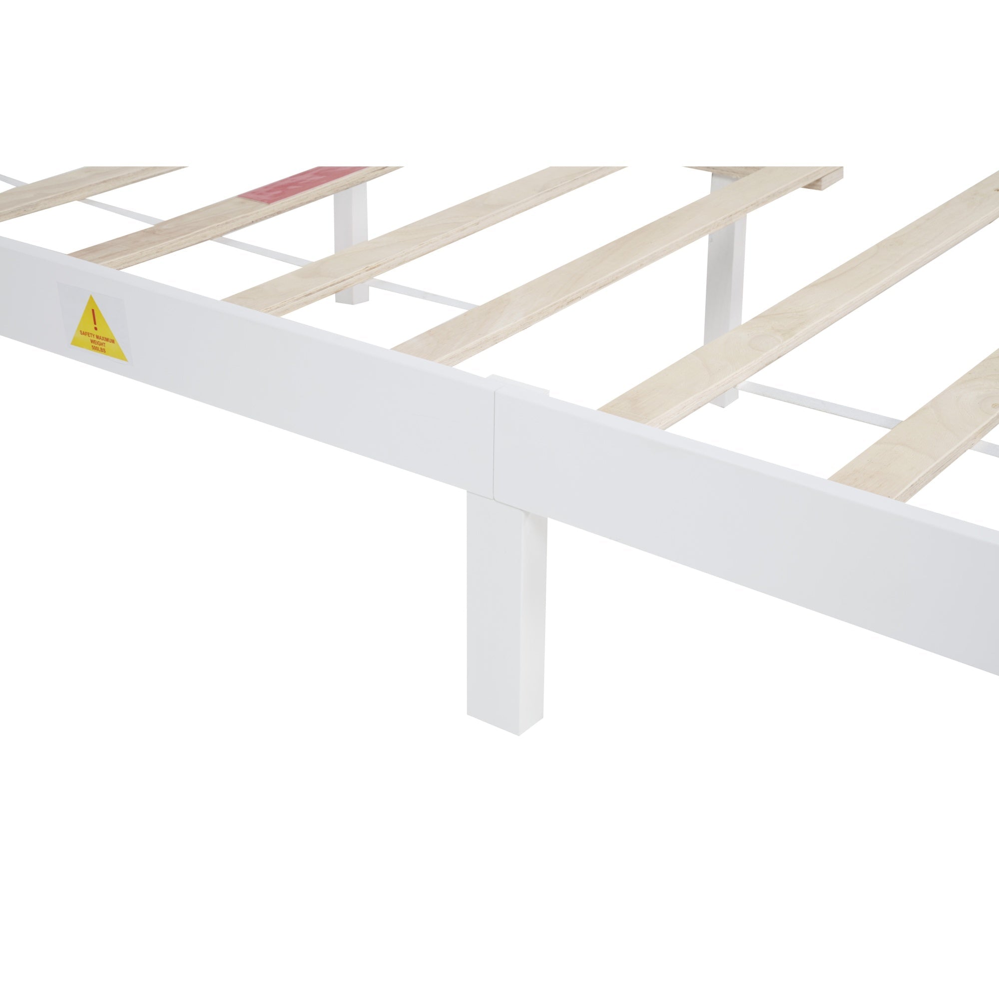 Bellemave® Pinewood Platform Bed Frame with Tall - Panel Headboard & Footboard, Built - in LED Lights - Bellemave