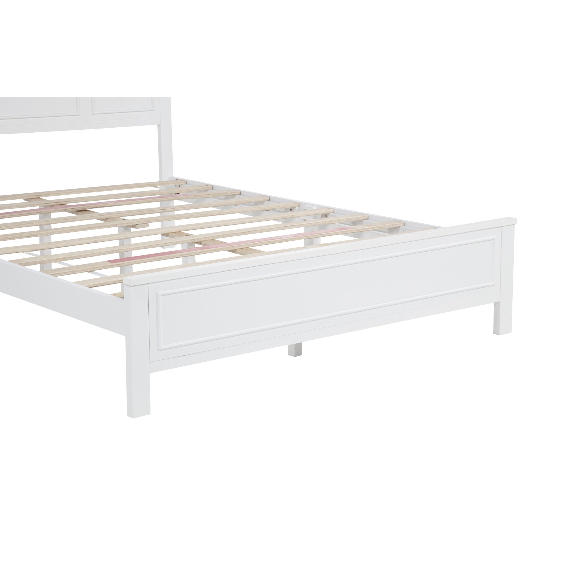 Bellemave® Pinewood Platform Bed Frame with Tall - Panel Headboard & Footboard, Built - in LED Lights - Bellemave