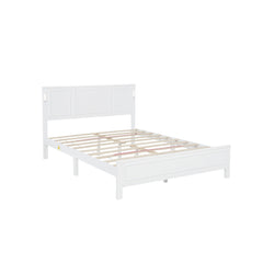 Bellemave® Pinewood Platform Bed Frame with Tall - Panel Headboard & Footboard, Built - in LED Lights - Bellemave