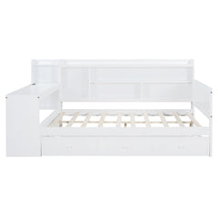 Bellemave® Pinewood U - Shaped Captain Daybed with Desk, Storage Drawers & USB Headboard - Bellemave