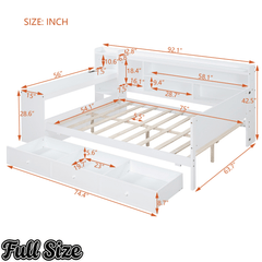 Bellemave® Pinewood U - Shaped Captain Daybed with Desk, Storage Drawers & USB Headboard - Bellemave