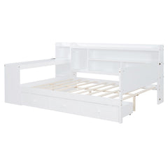 Bellemave® Pinewood U - Shaped Captain Daybed with Desk, Storage Drawers & USB Headboard - Bellemave