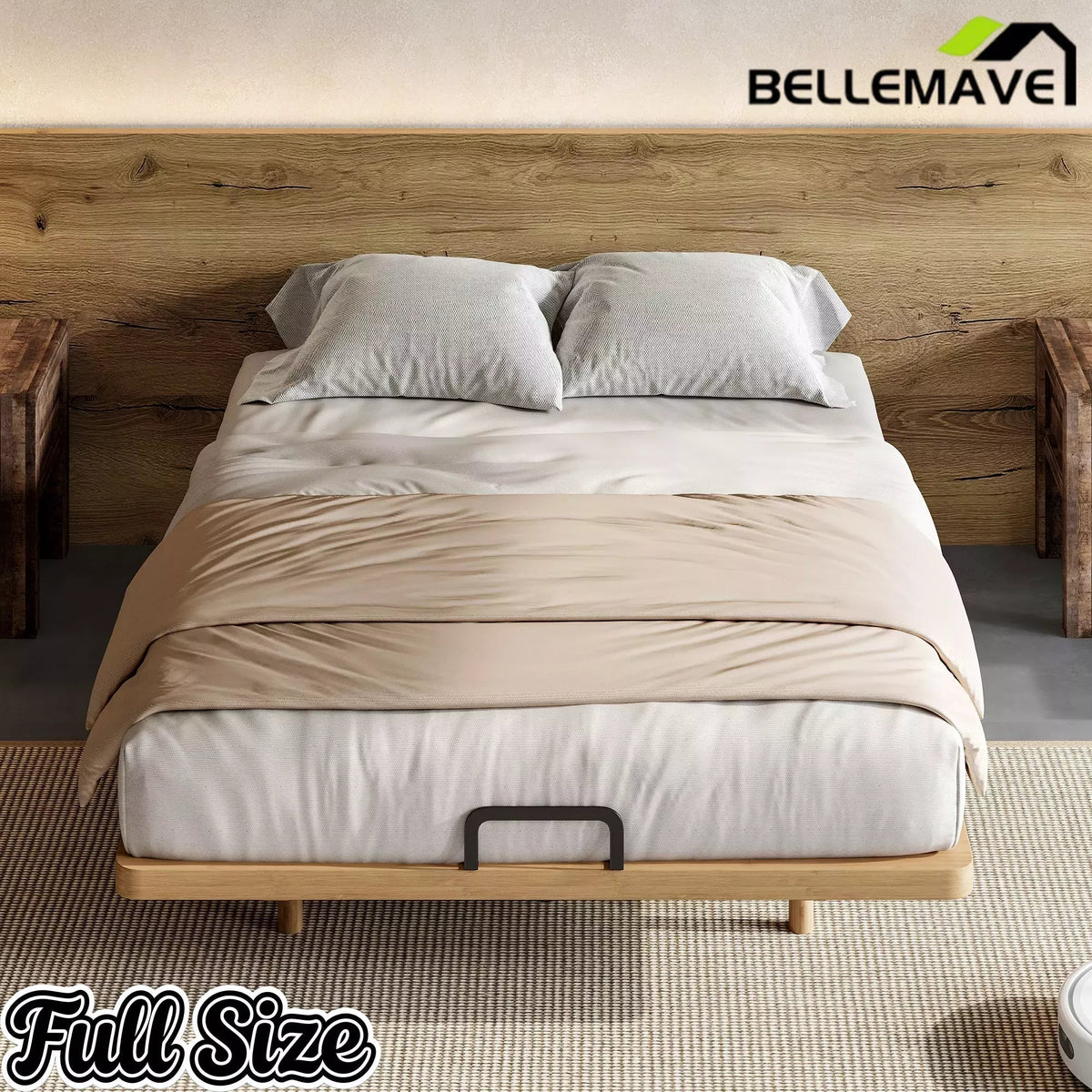 Bellemave® Platform Bed Frame, Solid Bamboo Floating Bed with Wood Slats Support for Bedroom, Guest Rooms, Apartments - Bellemave