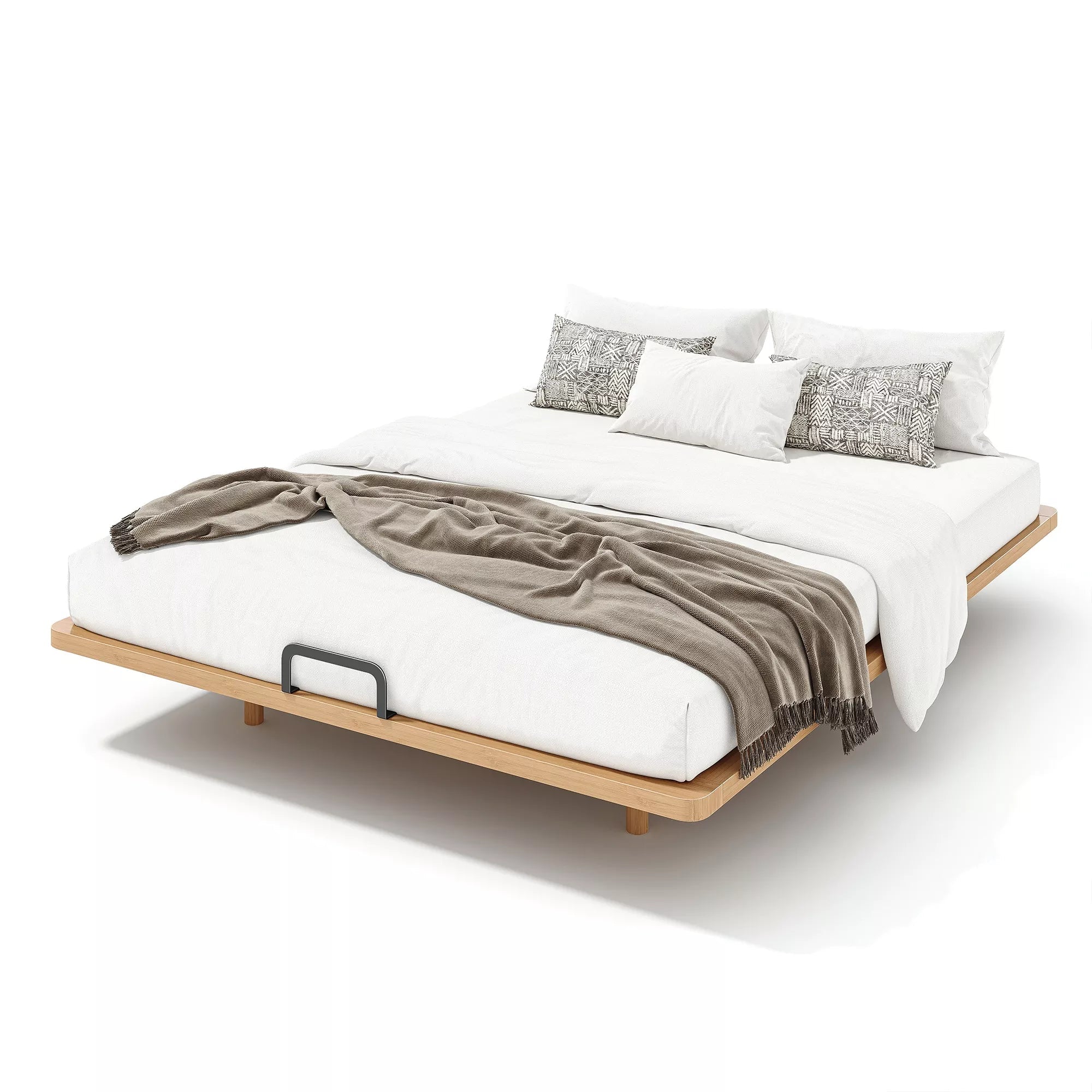 Bellemave® Platform Bed Frame, Solid Bamboo Floating Bed with Wood Slats Support for Bedroom, Guest Rooms, Apartments - Bellemave