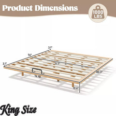 Bellemave® Platform Bed Frame, Solid Bamboo Floating Bed with Wood Slats Support for Bedroom, Guest Rooms, Apartments - Bellemave