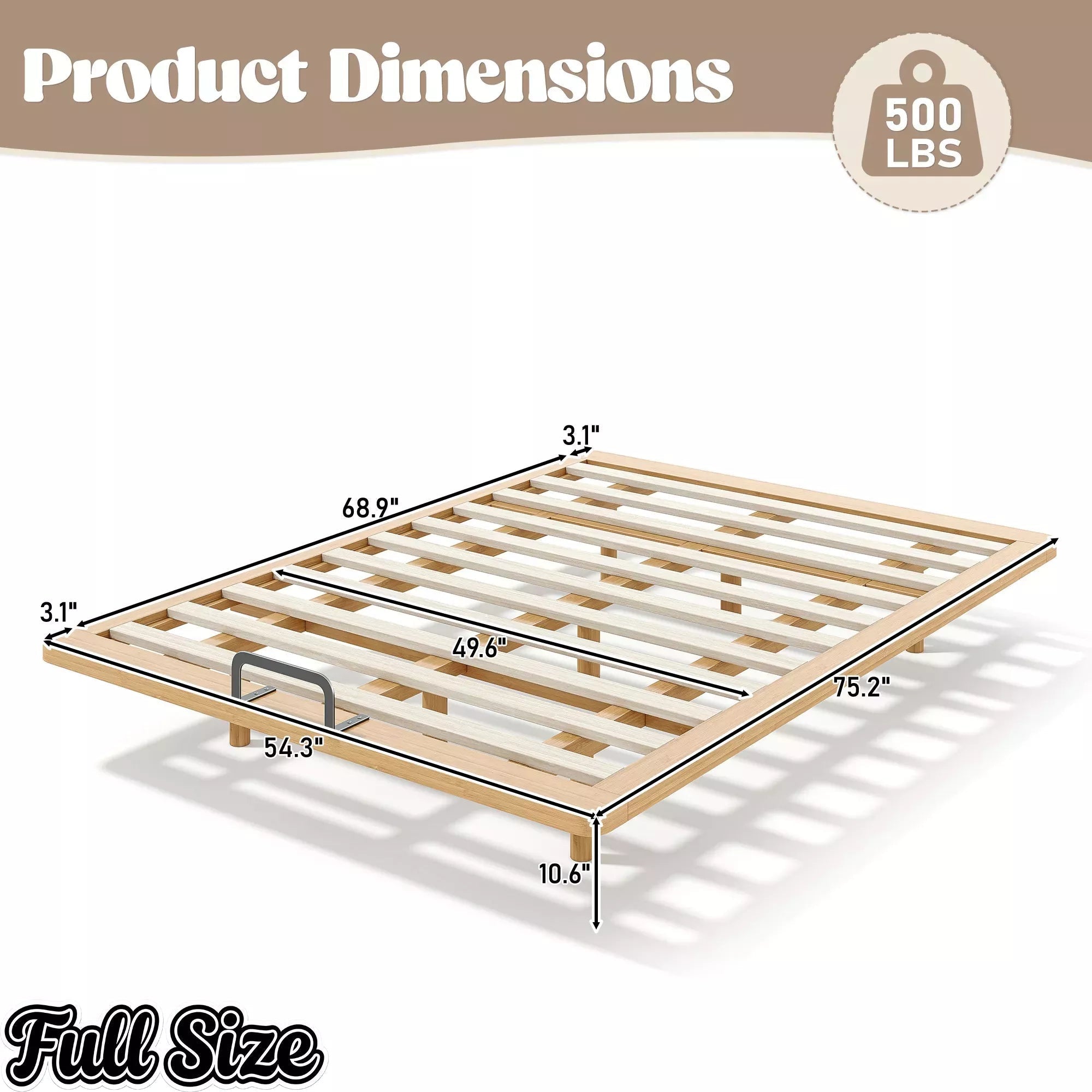 Bellemave® Platform Bed Frame, Solid Bamboo Floating Bed with Wood Slats Support for Bedroom, Guest Rooms, Apartments - Bellemave
