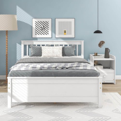 Bellemave® Platform Bed with a Nightstand,Headboard and Footboard - Bellemave