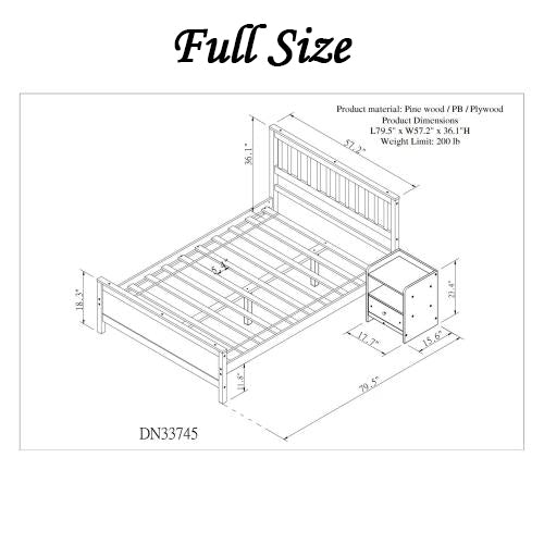 Bellemave® Platform Bed with a Nightstand,Headboard and Footboard - Bellemave