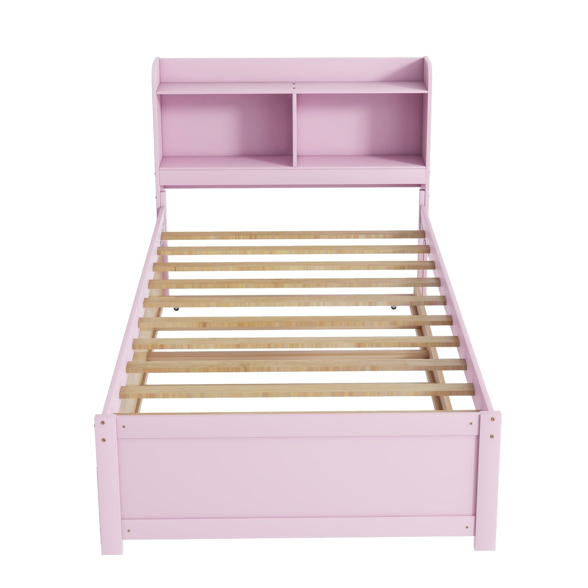 Bellemave® Platform Bed with Bookcase and Trundle, Wood Captains Bed Frame with Storage Headboard for Kids, Teens & Adults - Bellemave