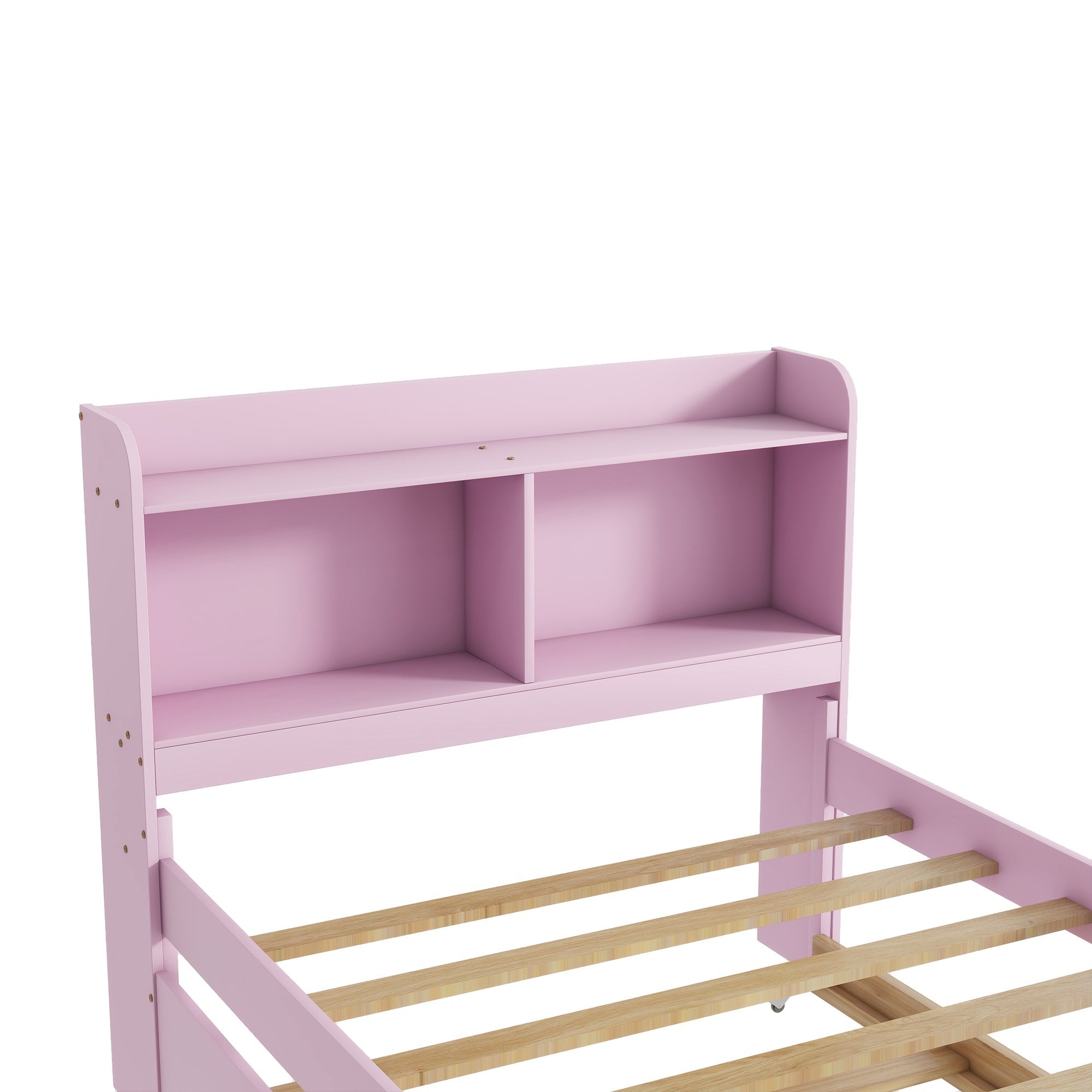 Bellemave® Platform Bed with Bookcase and Trundle, Wood Captains Bed Frame with Storage Headboard for Kids, Teens & Adults - Bellemave