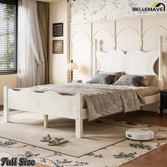 Angled view of the Full size white butterfly bed frame