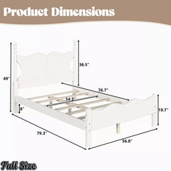 Full size butterfly platform bed frame with product dimensions