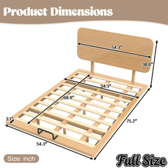 Bellemave® Platform Bed with Headboard & Charging Station, Bamboo Mid - Century Bed Frame - Bellemave