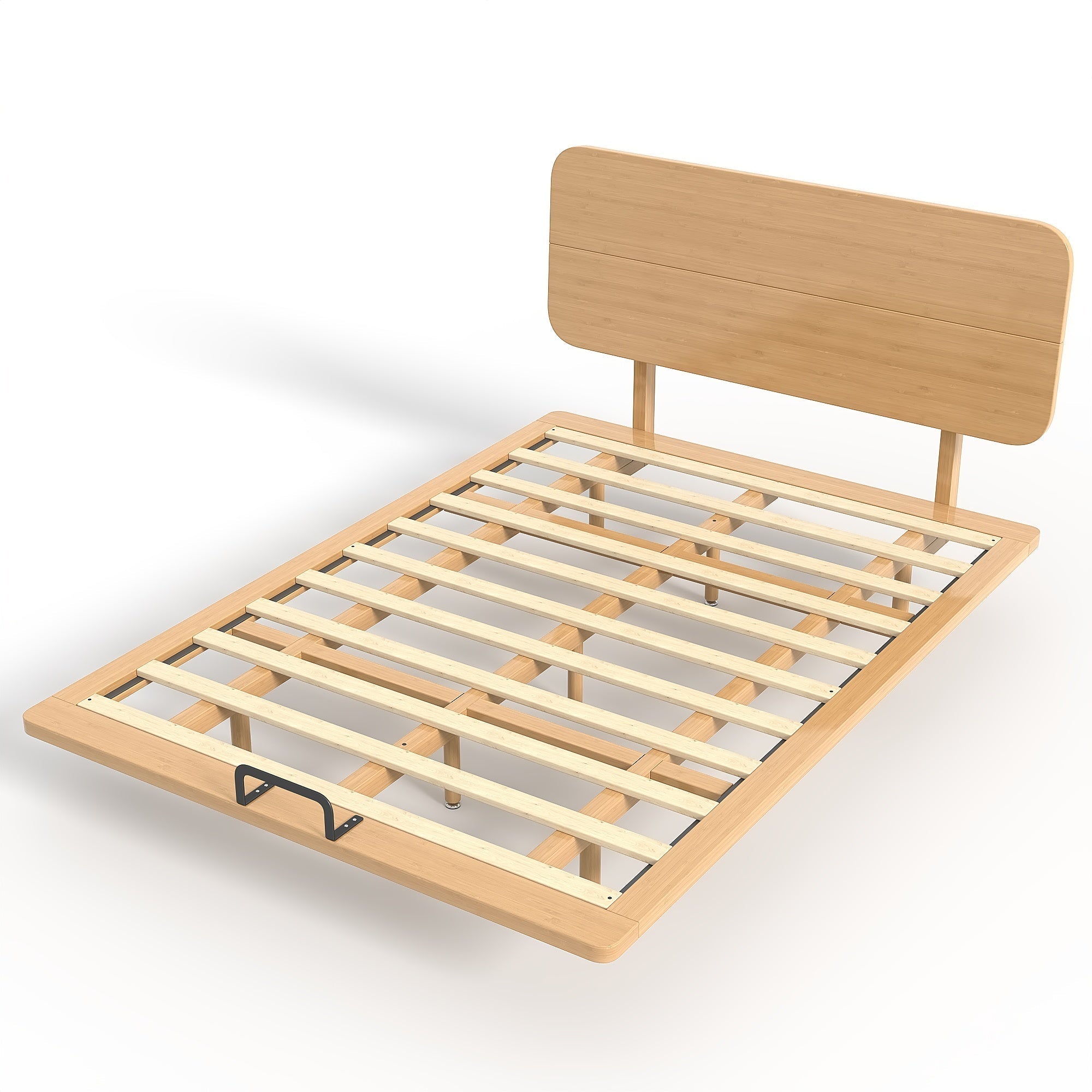 Bellemave® Platform Bed with Headboard & Charging Station, Bamboo Mid - Century Bed Frame - Bellemave