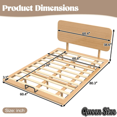 Bellemave® Platform Bed with Headboard & Charging Station, Bamboo Mid - Century Bed Frame - Bellemave
