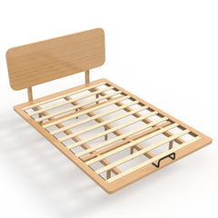 Bellemave® Platform Bed with Headboard & Charging Station, Bamboo Mid - Century Bed Frame - Bellemave