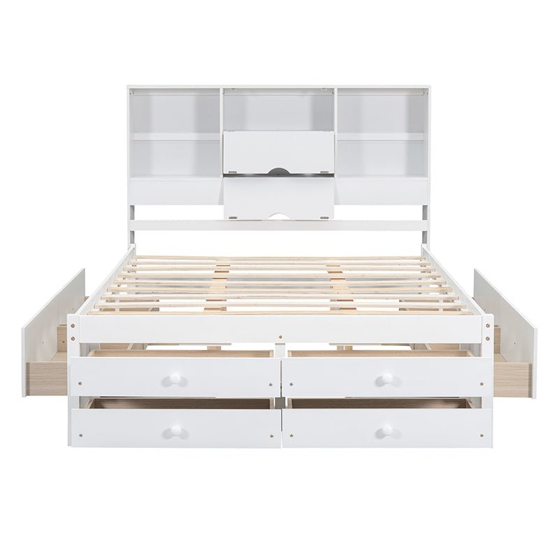 Bellemave® Platform Bed with Storage Headboard and 8 Drawers - Bellemave
