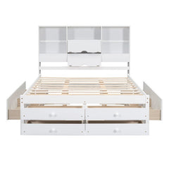 Bellemave® Platform Bed with Storage Headboard and 8 Drawers - Bellemave