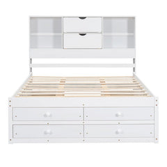 Bellemave® Platform Bed with Storage Headboard and 8 Drawers - Bellemave