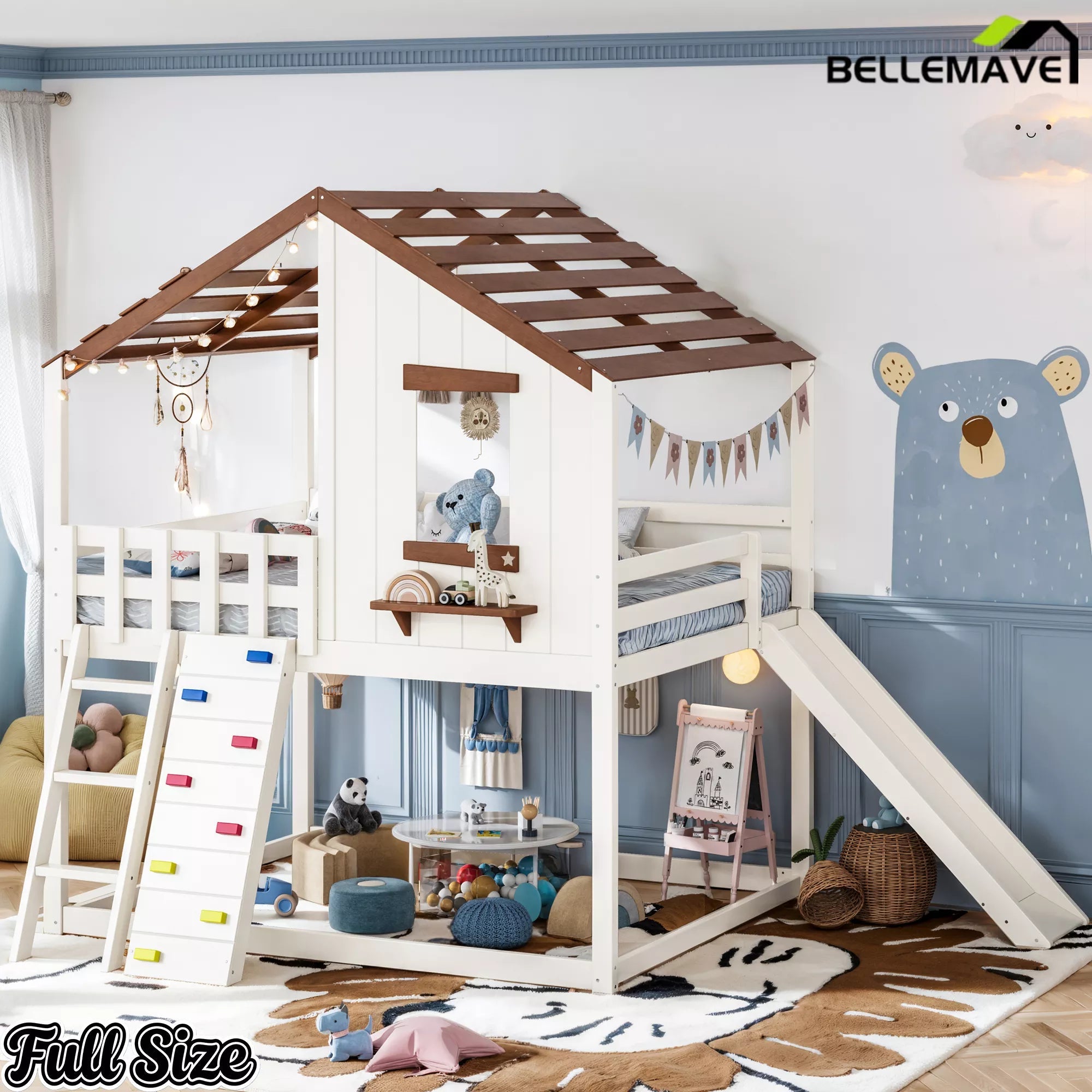 Full convertible loft bed with lower space