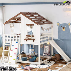 Full convertible loft bed with lower space