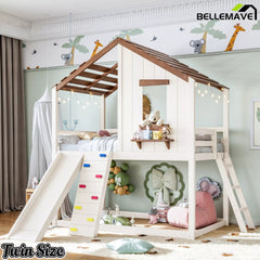 Twin playhouse loft bed for children's bedroom