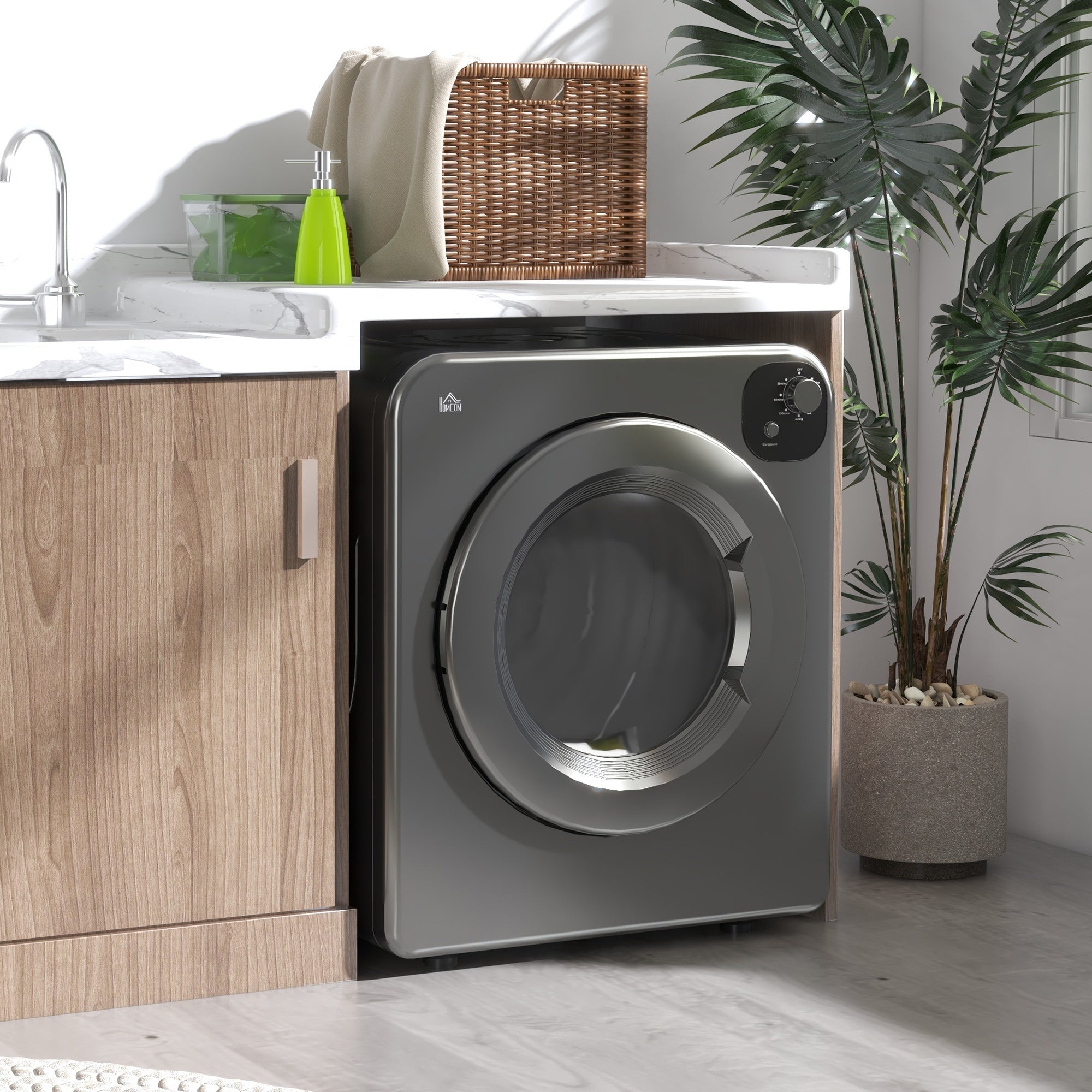 Bellemave® Portable Clothes Dryer, 120V 1300W Compact Laundry Dryer with Intelligent Drying, 3.2 cu.ft Stainless Steel Drum, Front Load Electric Dryer for Apartments, Dorms, RVs, Gray - Bellemave