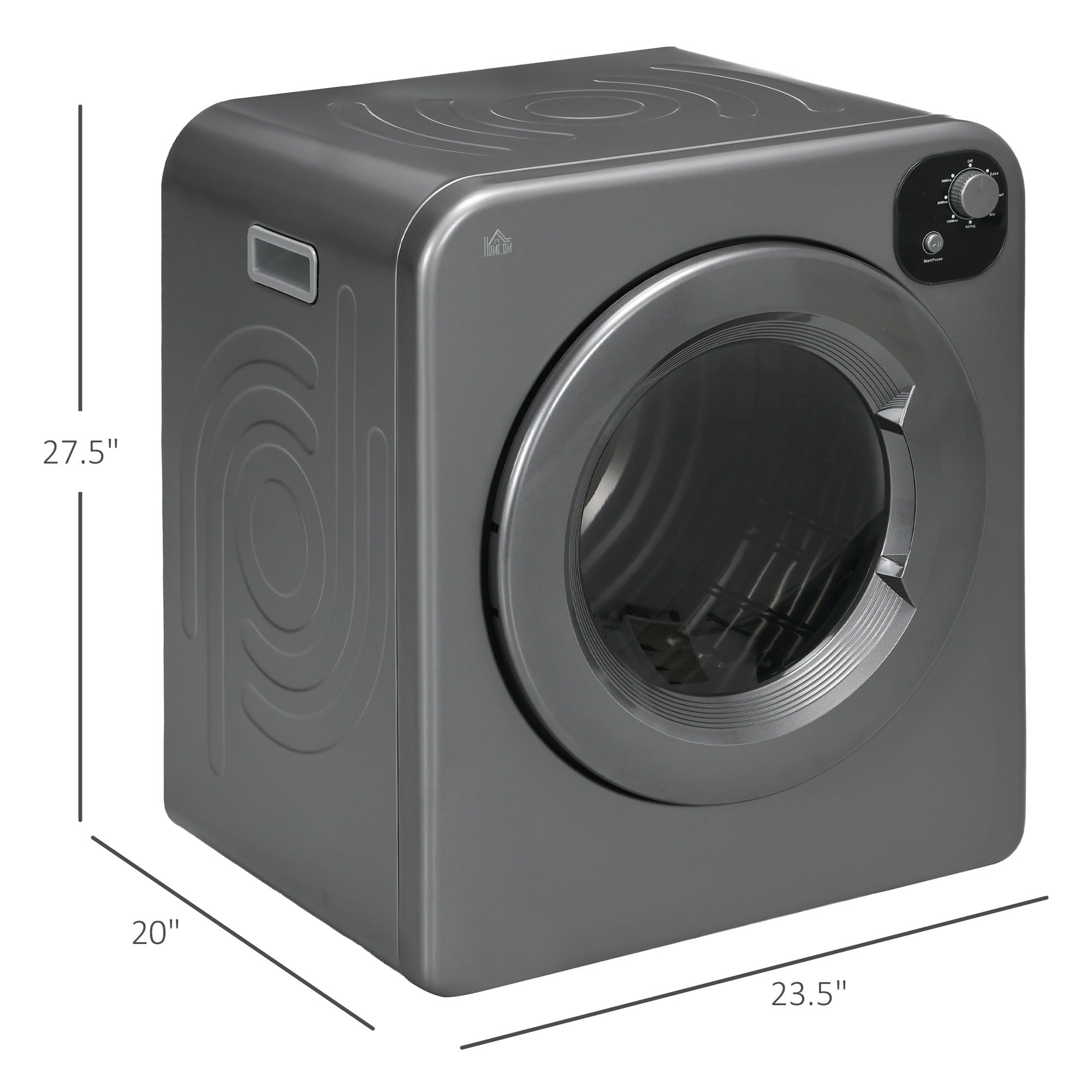 Bellemave® Portable Clothes Dryer, 120V 1300W Compact Laundry Dryer with Intelligent Drying, 3.2 cu.ft Stainless Steel Drum, Front Load Electric Dryer for Apartments, Dorms, RVs, Gray - Bellemave