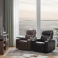 Bellemave® Power Motion Recliner with USB Charging Port and Hidden Arm Storage,2 Cup Holders and 360° Swivel Tray Table - Bellemave
