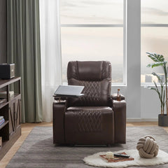 Bellemave® Power Motion Recliner with USB Charging Port and Hidden Arm Storage,2 Cup Holders and 360° Swivel Tray Table - Bellemave