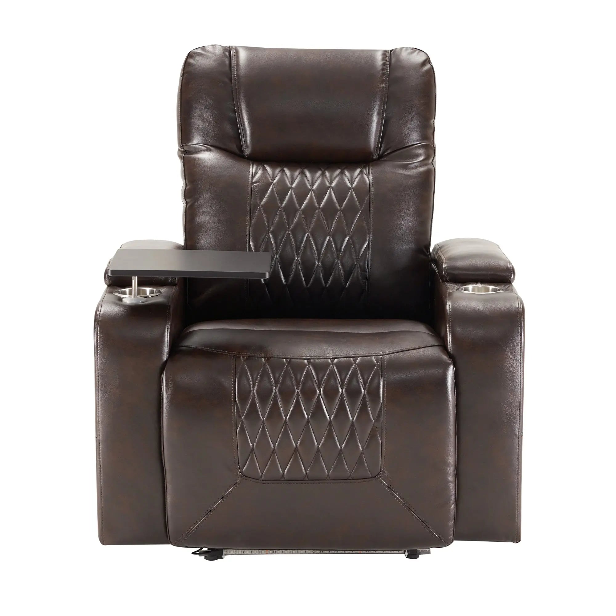 Bellemave® Power Motion Recliner with USB Charging Port and Hidden Arm Storage,2 Cup Holders and 360° Swivel Tray Table - Bellemave