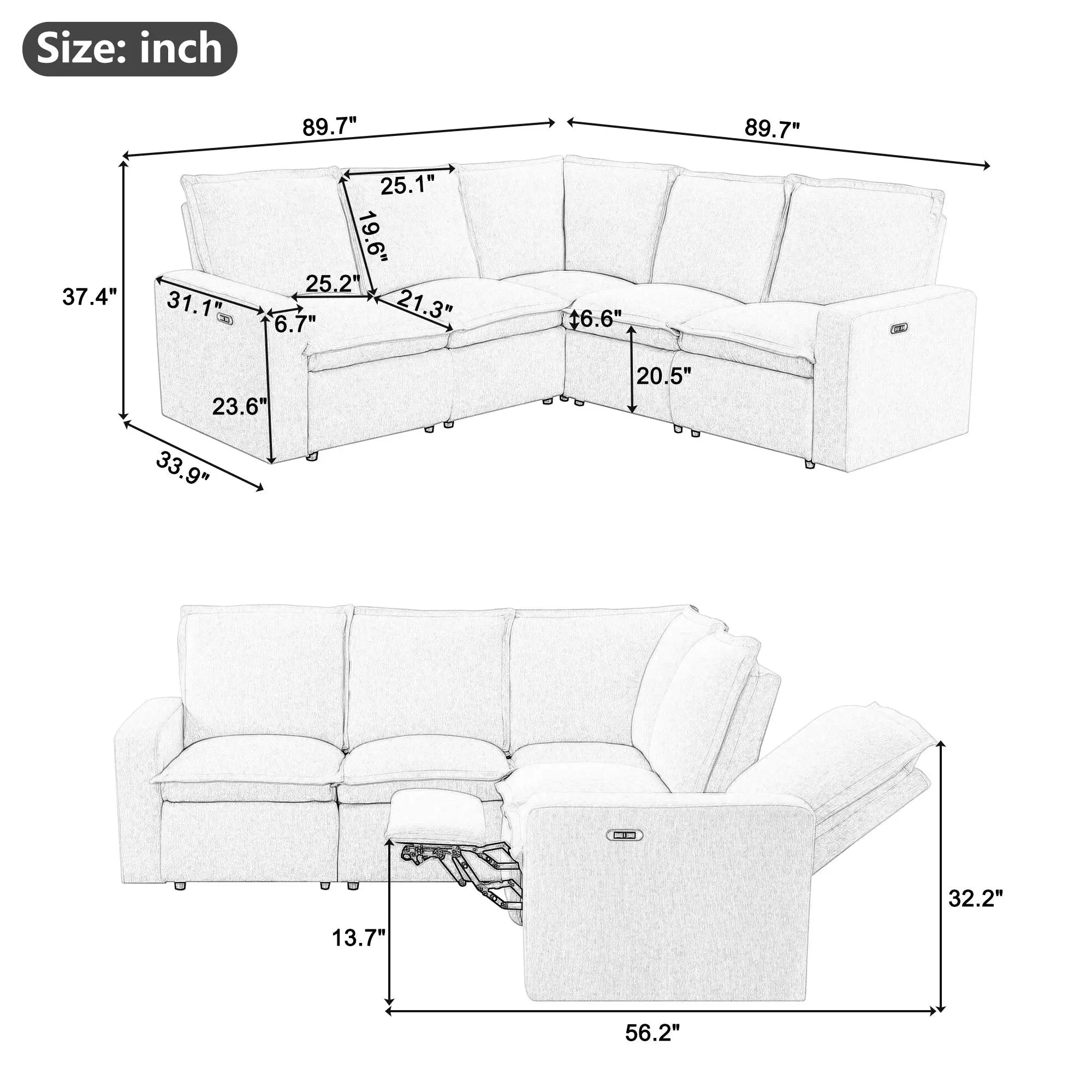 Bellemave® Power Recliner Chair Home Theater Seating Soft Chair with USB Port - Bellemave