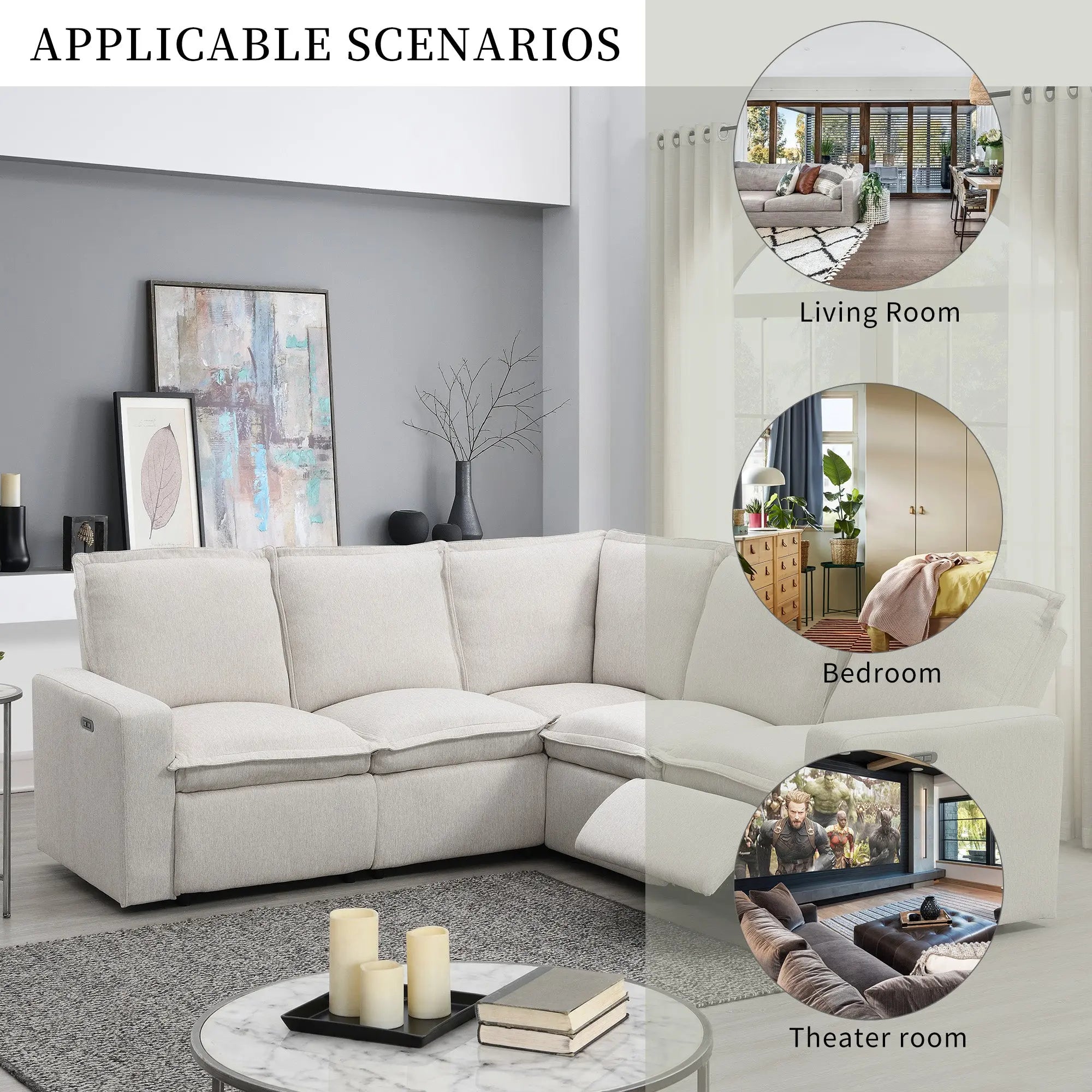 Bellemave® Power Recliner Chair Home Theater Seating Soft Chair with USB Port - Bellemave
