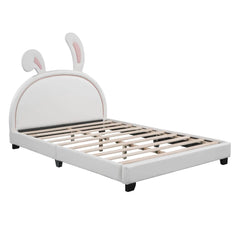 Bellemave® PU Leather Upholstered Platform Bed with Rabbit Ornament - Bellemave