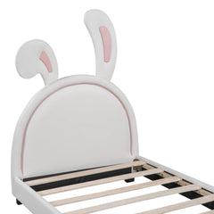 Bellemave PU Leather Upholstered Platform Bed with Rabbit Ornament - Bellemave