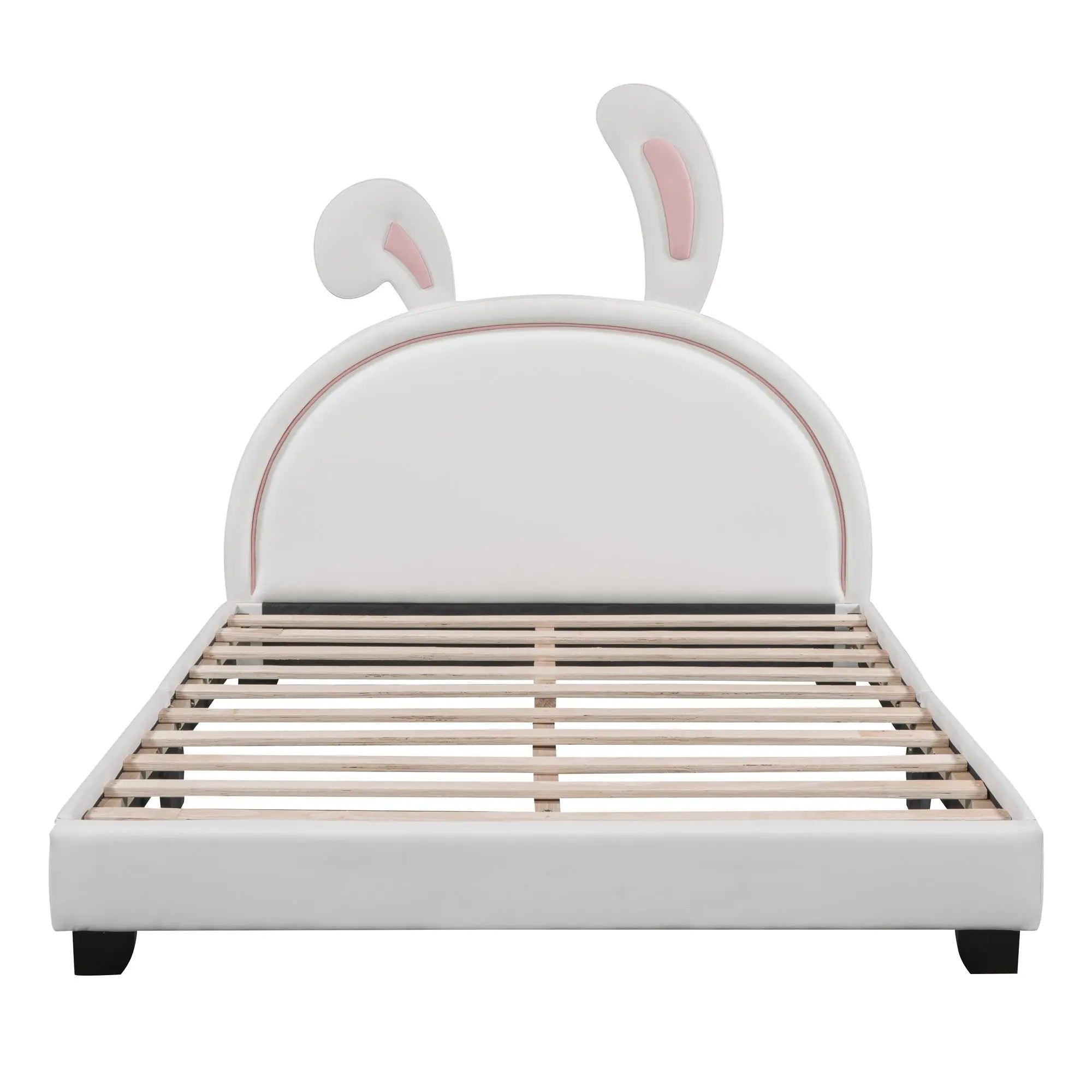Bellemave® PU Leather Upholstered Platform Bed with Rabbit Ornament - Bellemave