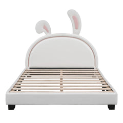 Bellemave® PU Leather Upholstered Platform Bed with Rabbit Ornament - Bellemave