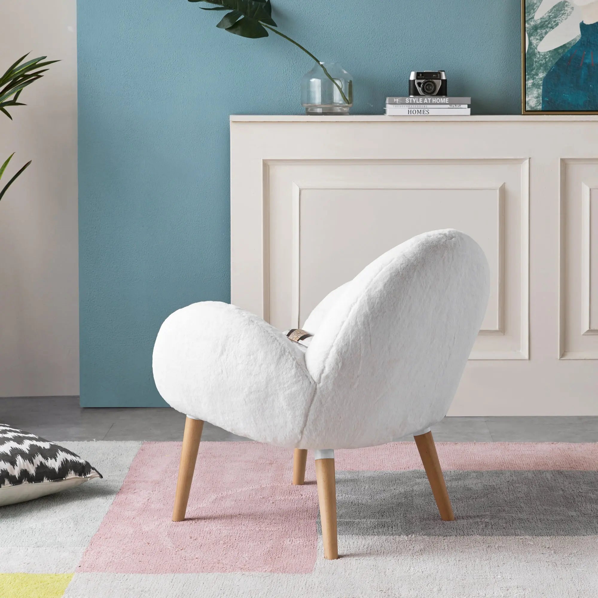 Bellemave® Pure Solid Wood Beech Frame Imitation Lamb Fabric Sofa Chair - Bellemave