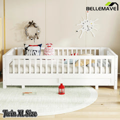 Bellemave® Queen Floor Bed or Twin XL Montessori Floor beds for Kids, Twin XL Can Be Converted into a Queen Platform Bed, Gray - Bellemave